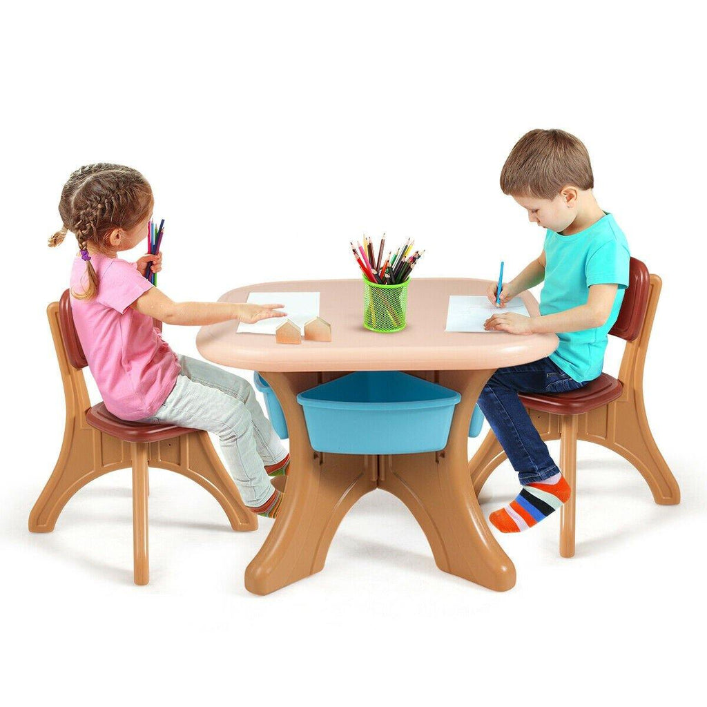 Kids Table and Chair Set, 3 Piece Activity Table - costzon