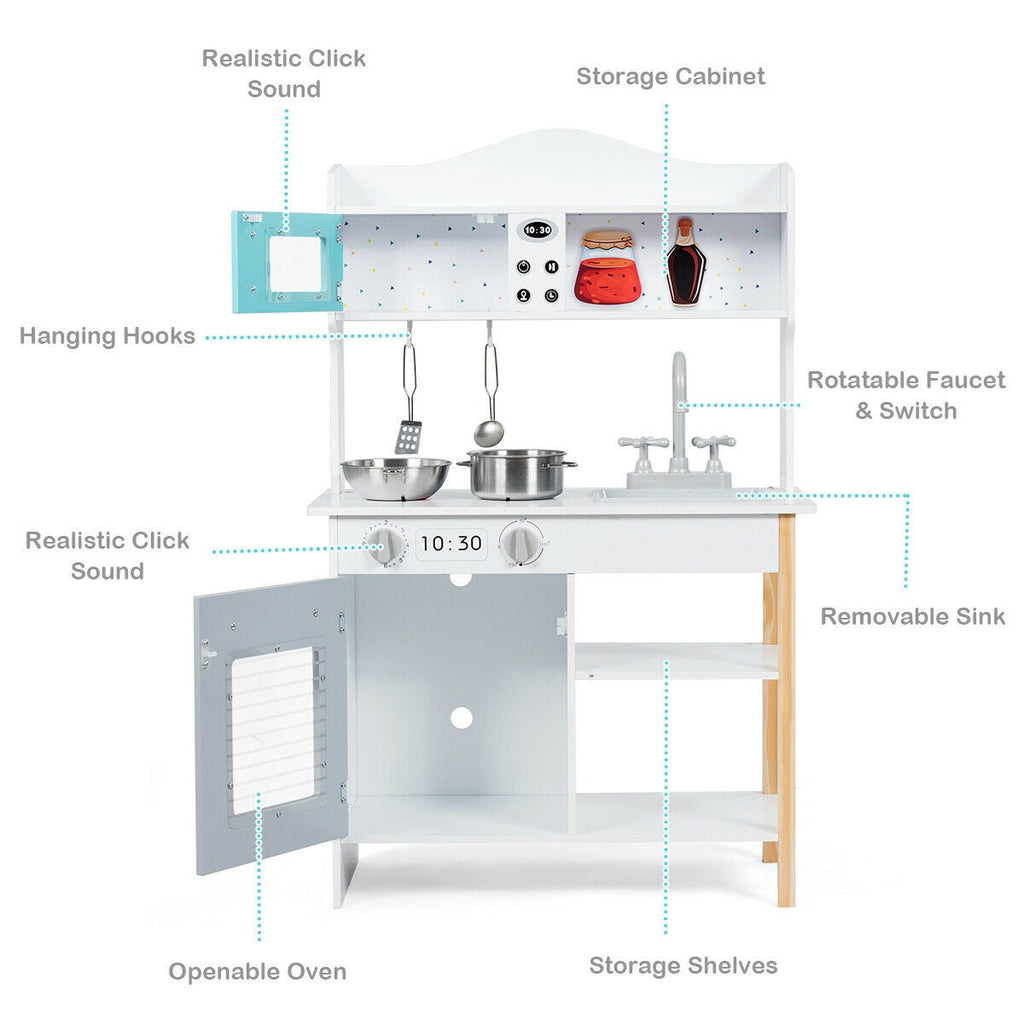 Costzon Kids Kitchen Playset, Cooking Pretend Play Toy Set with Sink - costzon