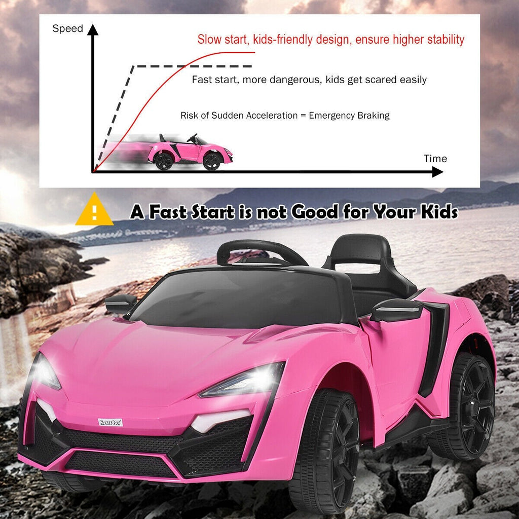 Costzon Pink Ride on Car, 12V Battery Powered Electric Vehicle w/ Manual & 2.4G Remote Control Modes - costzon