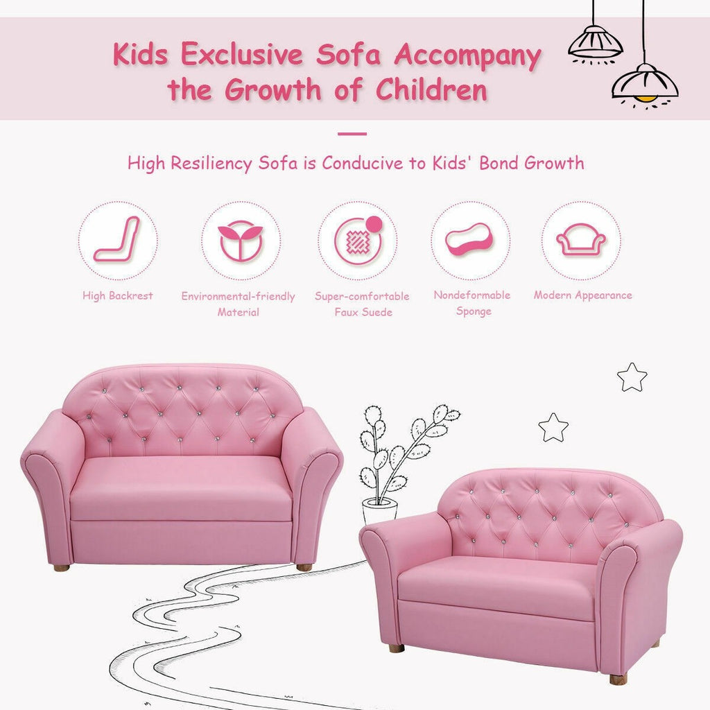 Kids, PU Leather Upholstered, Sturdy Wood Construction - costzon