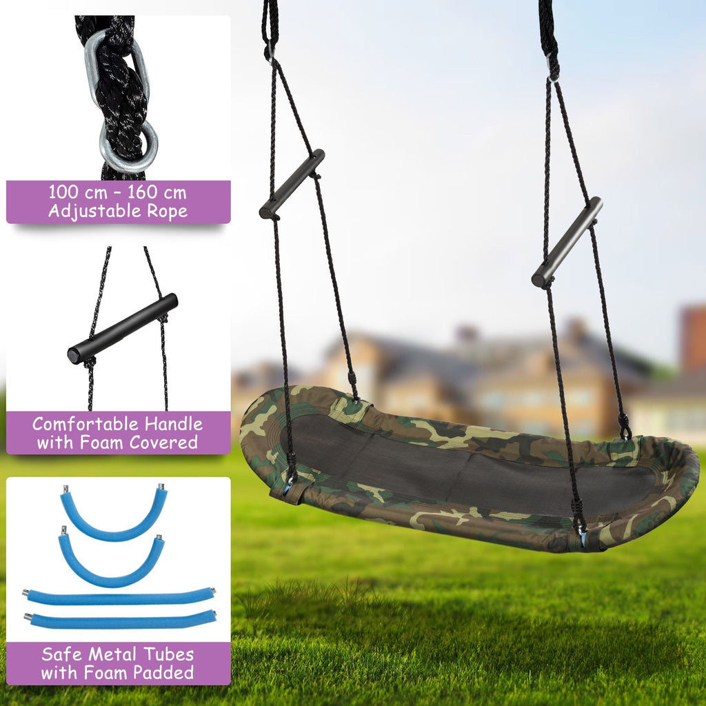 Costzon Saucer Tree Swing, Hanging Platform Surfing Tree Swing w/ Soft Padded Edge (Camo Green) - costzon