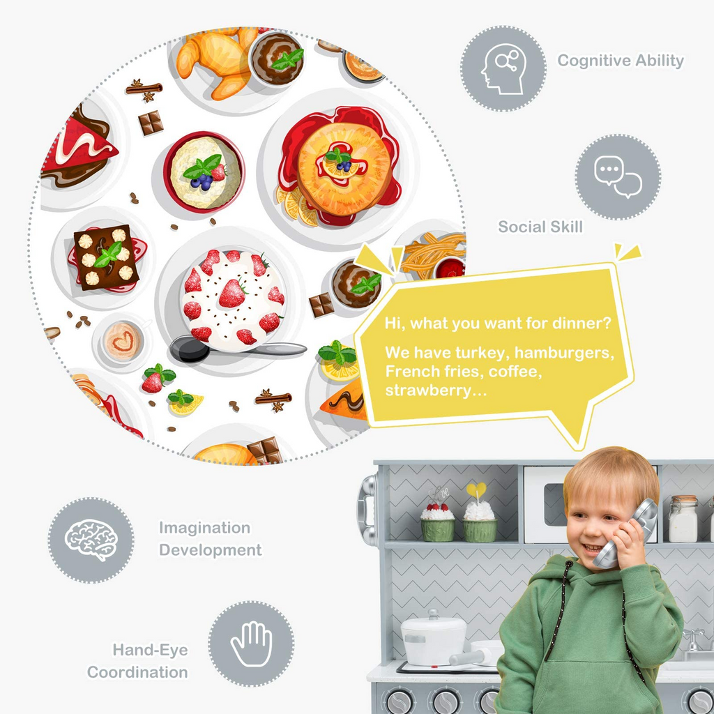 Wooden Pretend Cooking Playset - Costzon
