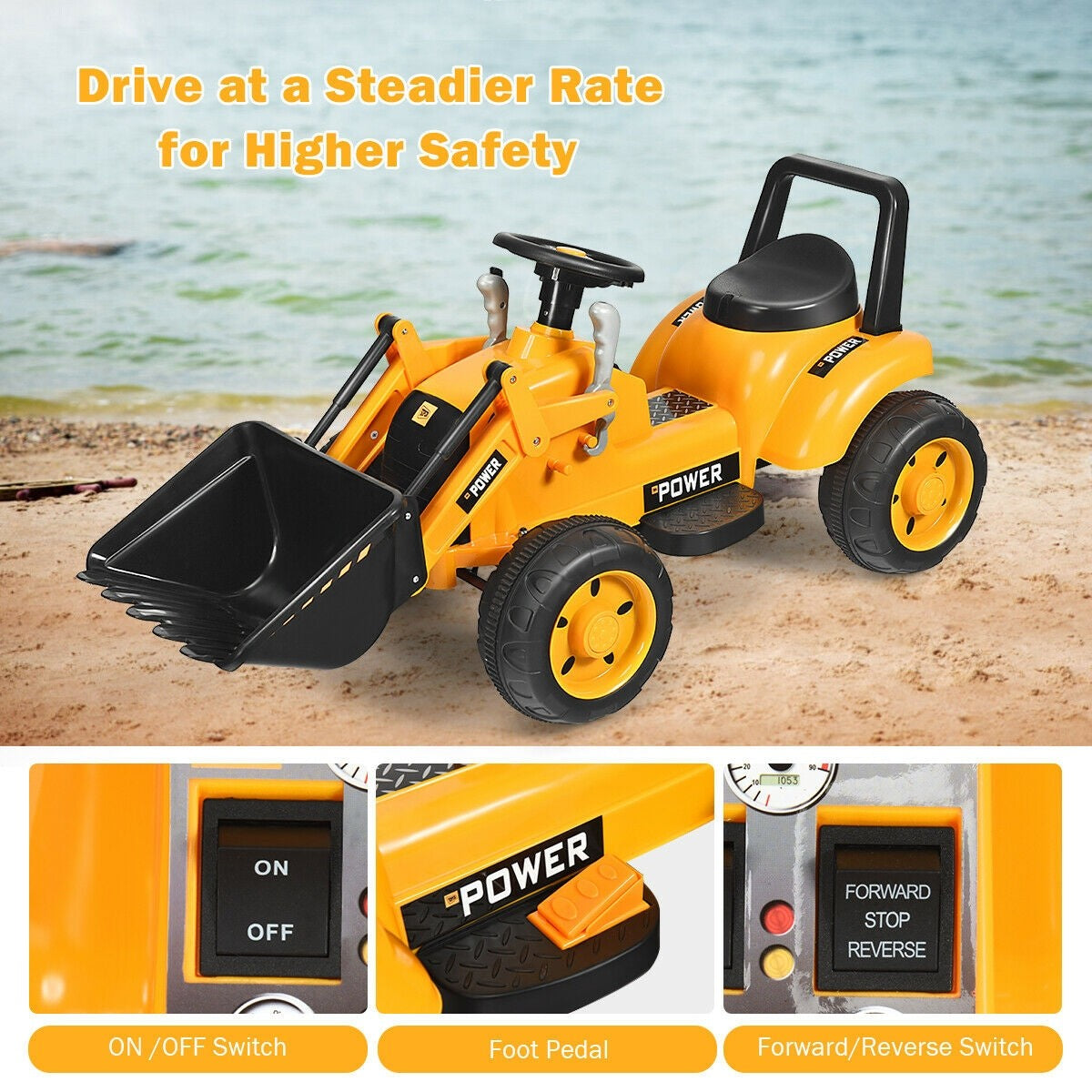 6V Battery Powered Construction Tractor - Costzon