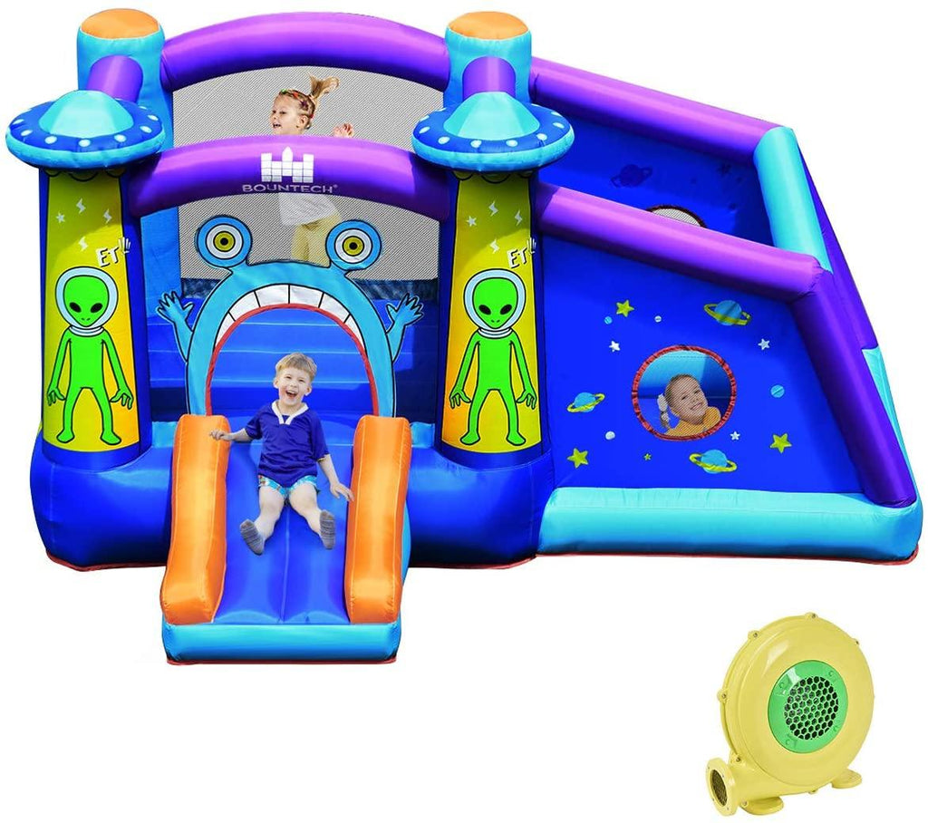 BOUNTECH Inflatable Bounce House, Alien Style Bouncy Castle w/ Large Jumping Area - costzon