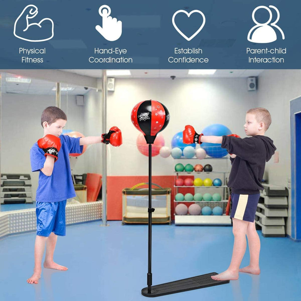 Kids Punching Bag, Height Adjustable Boxing Set - costzon