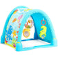 BABY JOY 4-in-1 Baby Play Gym Mat, Underwater World Baby Explore Crawling Tunnel with Steady Frame and 3 Hanging Toys - costzon