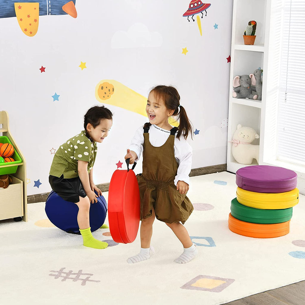 Costzon 6-Piece Kids Floor Cushion, 3" Thick Waterproof Foam Cushion w/ Handle, 15 inch Soft Flexible Seating for Classroom - costzon