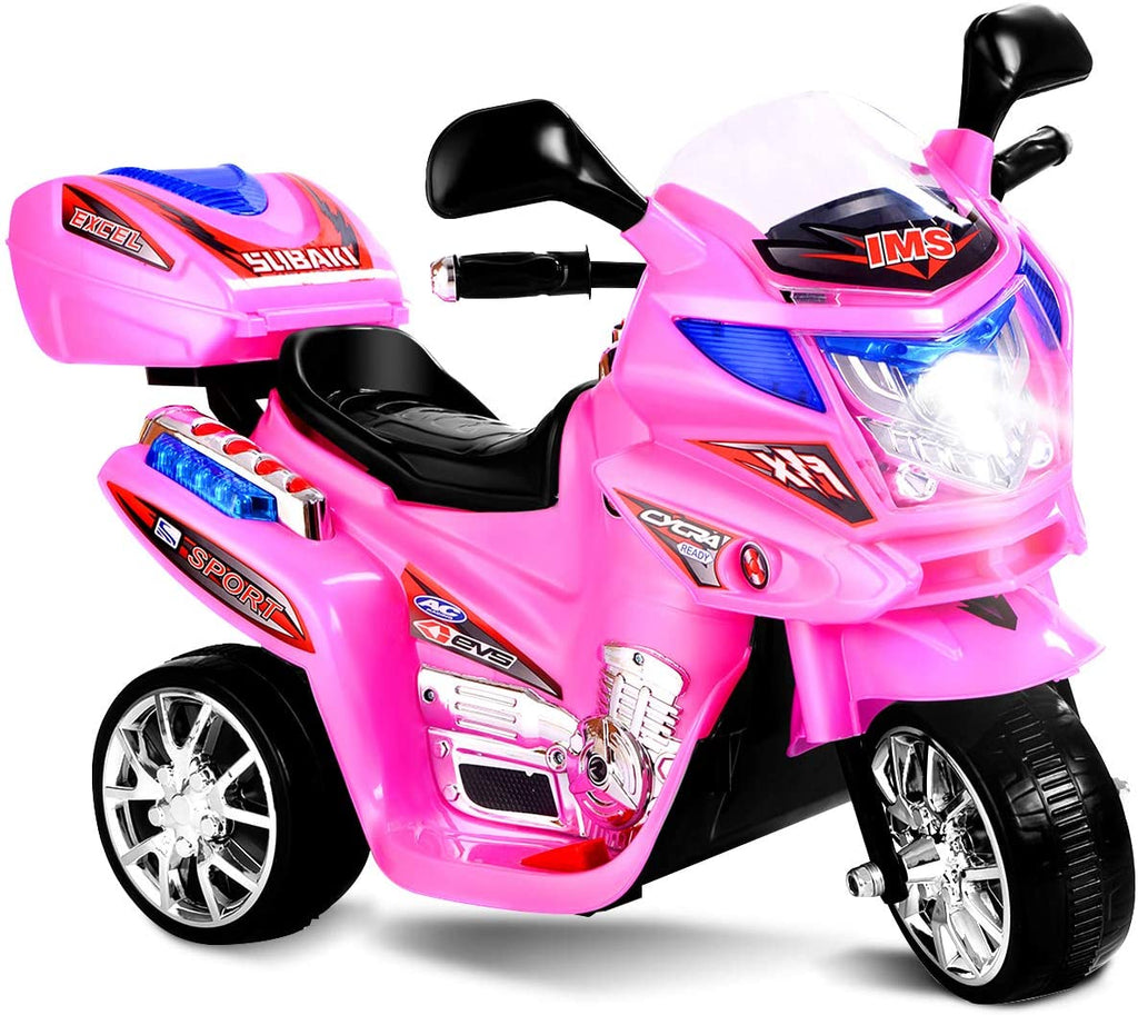 Costzon Ride On Motorcycle, 6V Battery Powered 3 Wheels Electric Bicycle, Ride On Vehicle with Music, Horn, Headlights - costzon
