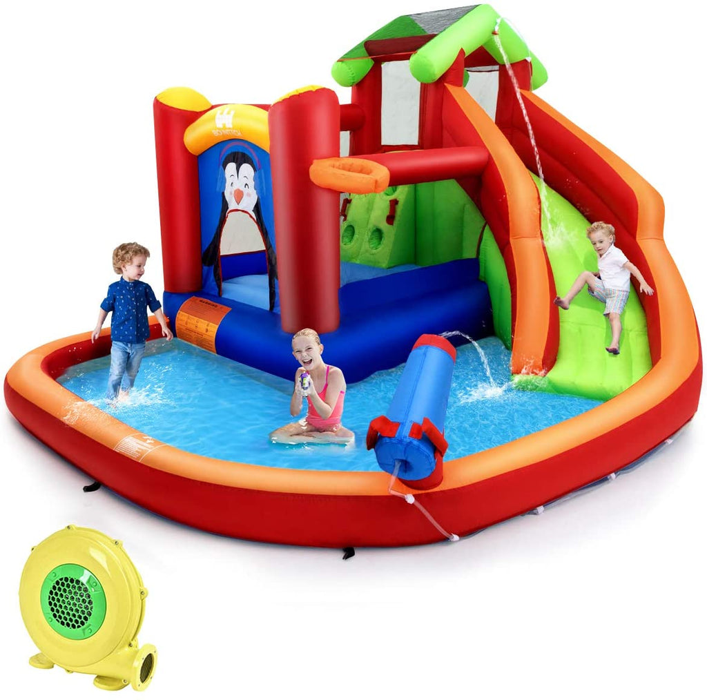 Inflatable Water Slide, 6 in 1 Jumping Bounce House - costzon