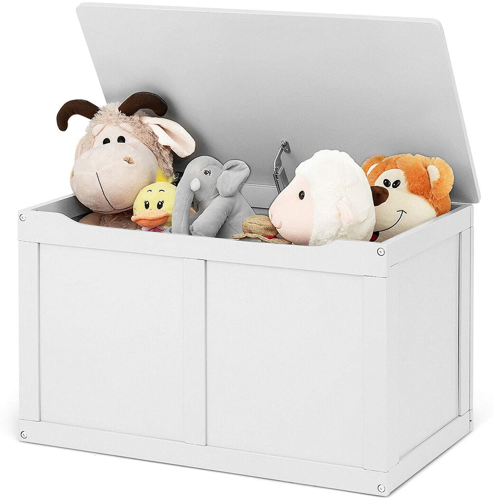 Costzon Wooden Kids Toy Storage Chest Organizer, 2 Safety Hinge (White) - costzon