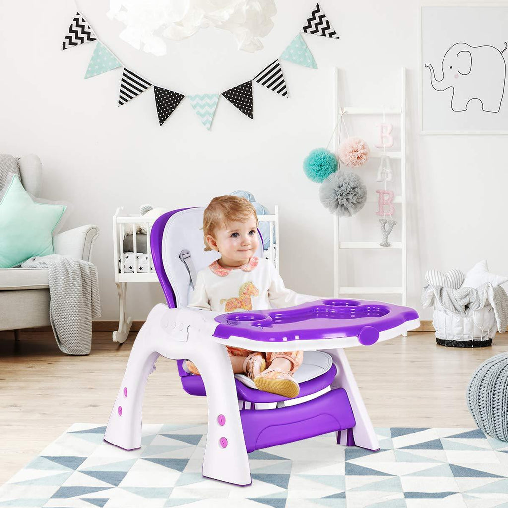 Baby High Chair, 3 in 1 Infant Table and Chair Set - costzon