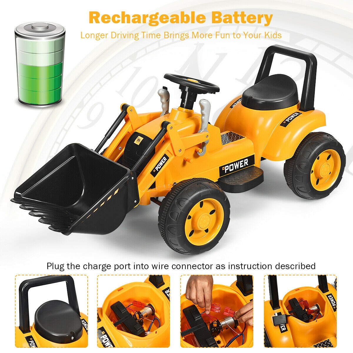 6V Battery Powered Construction Tractor - Costzon