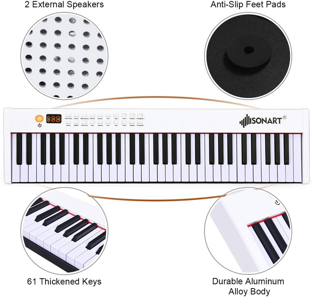 BX-II 61-Key Portable Digital Piano, Electric Keyboard - costzon