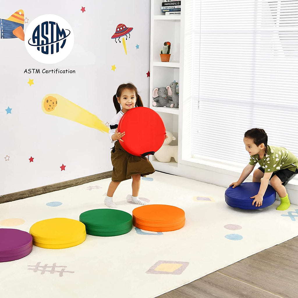 Costzon 6-Piece Kids Floor Cushion, 3" Thick Waterproof Foam Cushion w/ Handle, 15 inch Soft Flexible Seating for Classroom - costzon