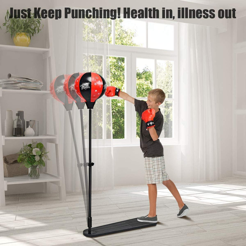 Kids Punching Bag, Height Adjustable Boxing Set - costzon