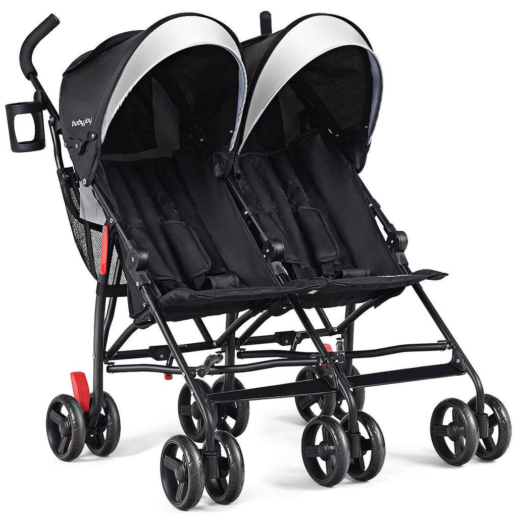 BABY JOY Double Light-Weight Stroller, Travel Foldable Design, Twin Umbrella Stroller with 5-Point Harness - costzon