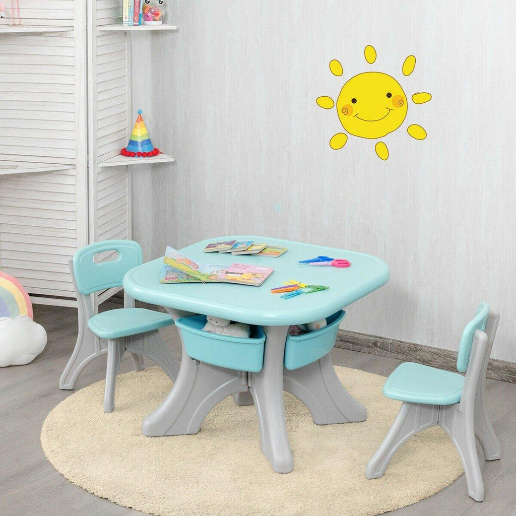 Kids Table and Chair Set, 3 Piece Activity Table - costzon