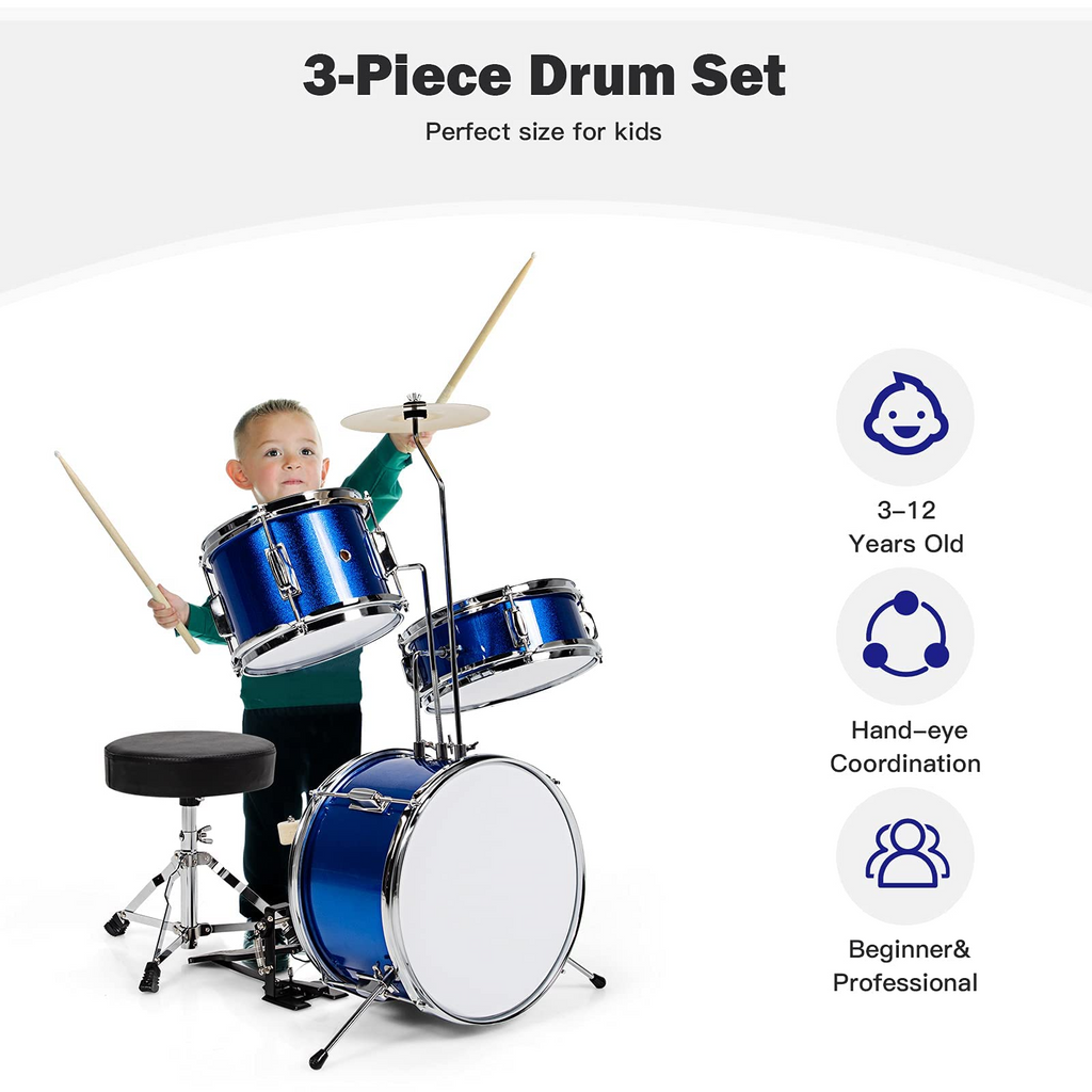 Junior Drum Set Costzon 3-Piece Kids Dru Set, 13 Inch Junior Dru