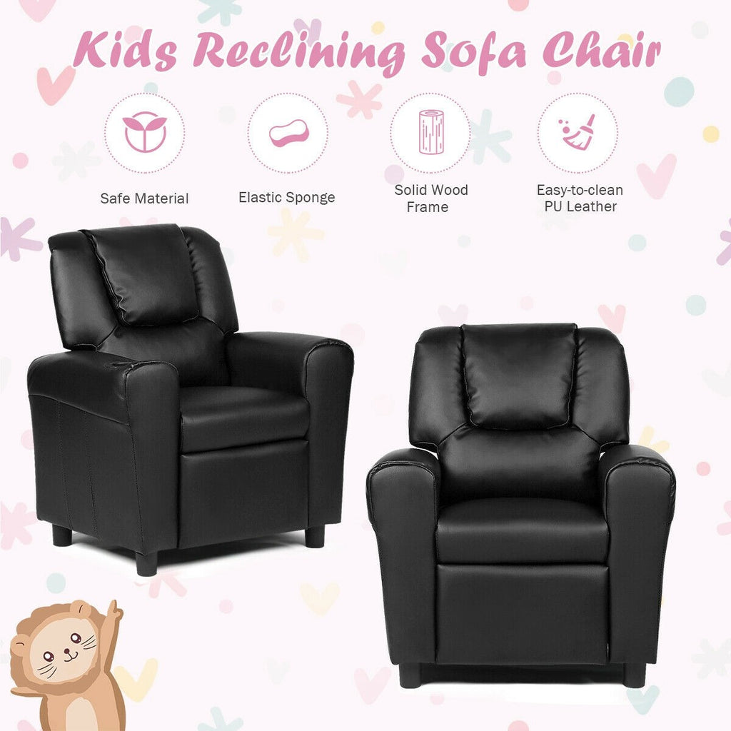 Kids Recliner Chair with Cup Holder Kids Room - costzon