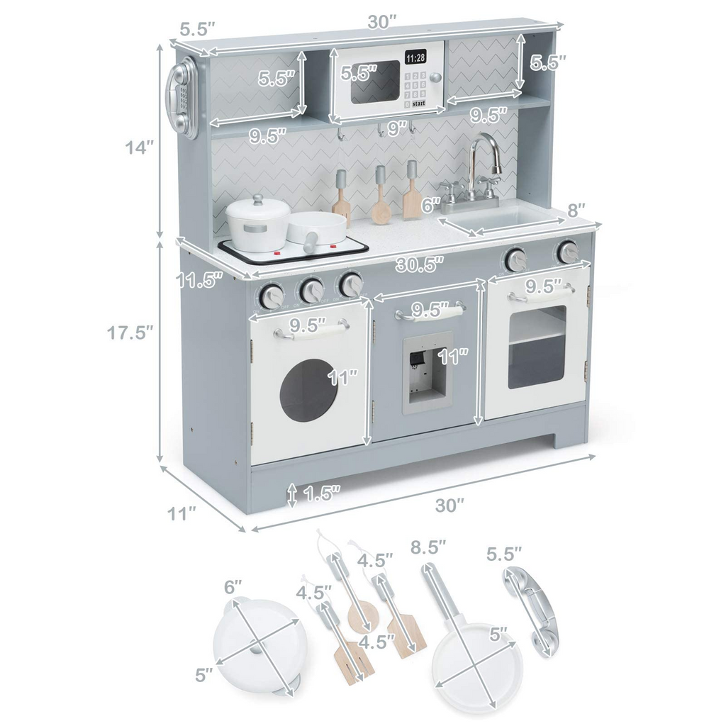 Wooden Pretend Cooking Playset - Costzon