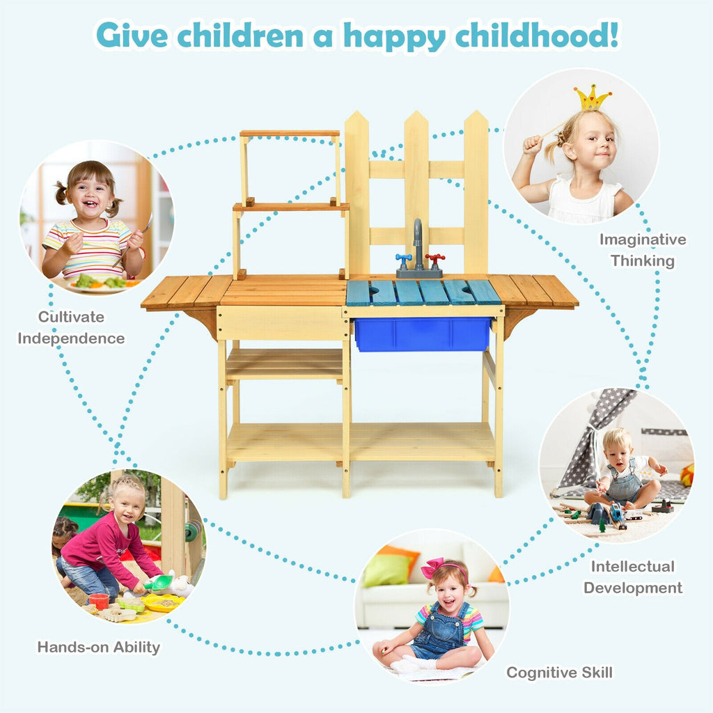 Costzon Kids Kitchen Playset, Outdoor Pretend Play Kitchen Set for Kids Toddler - costzon