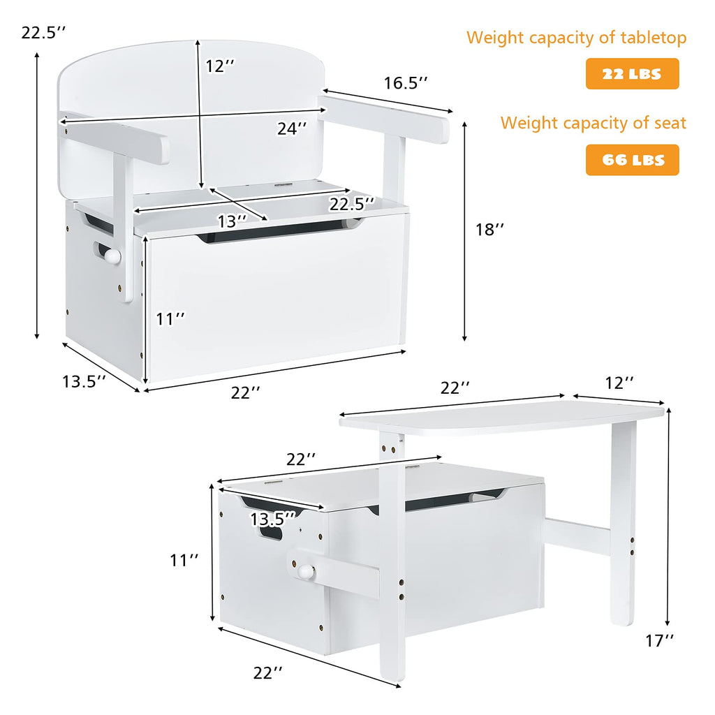 Convertible Toy Storage Bench with Built-in Handle for Kindergarten  -  Costzon