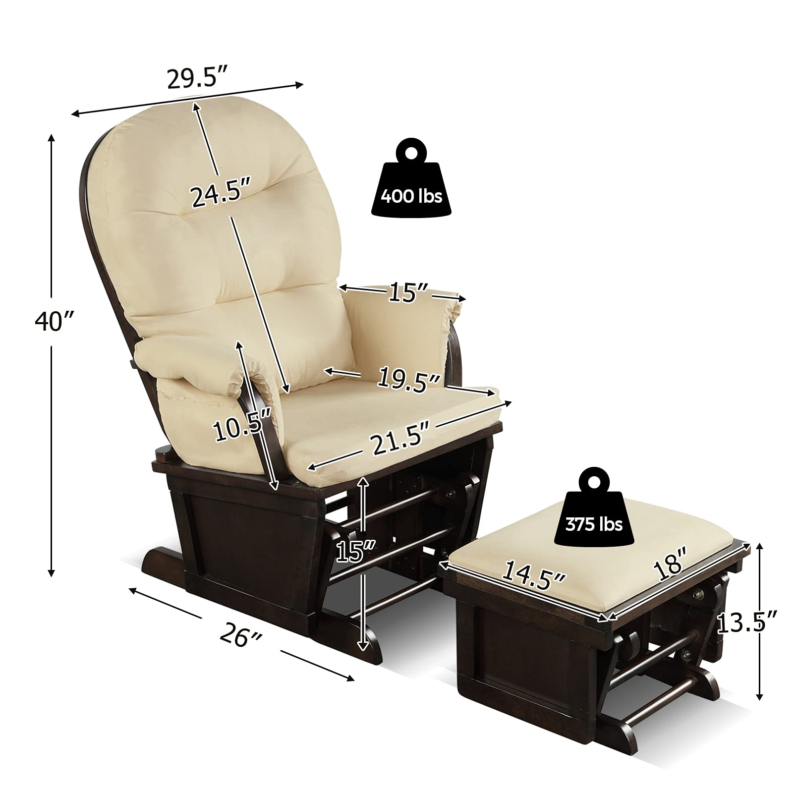 Glider And Ottoman Set Rocking Chair With Ottoman Nursery Baby