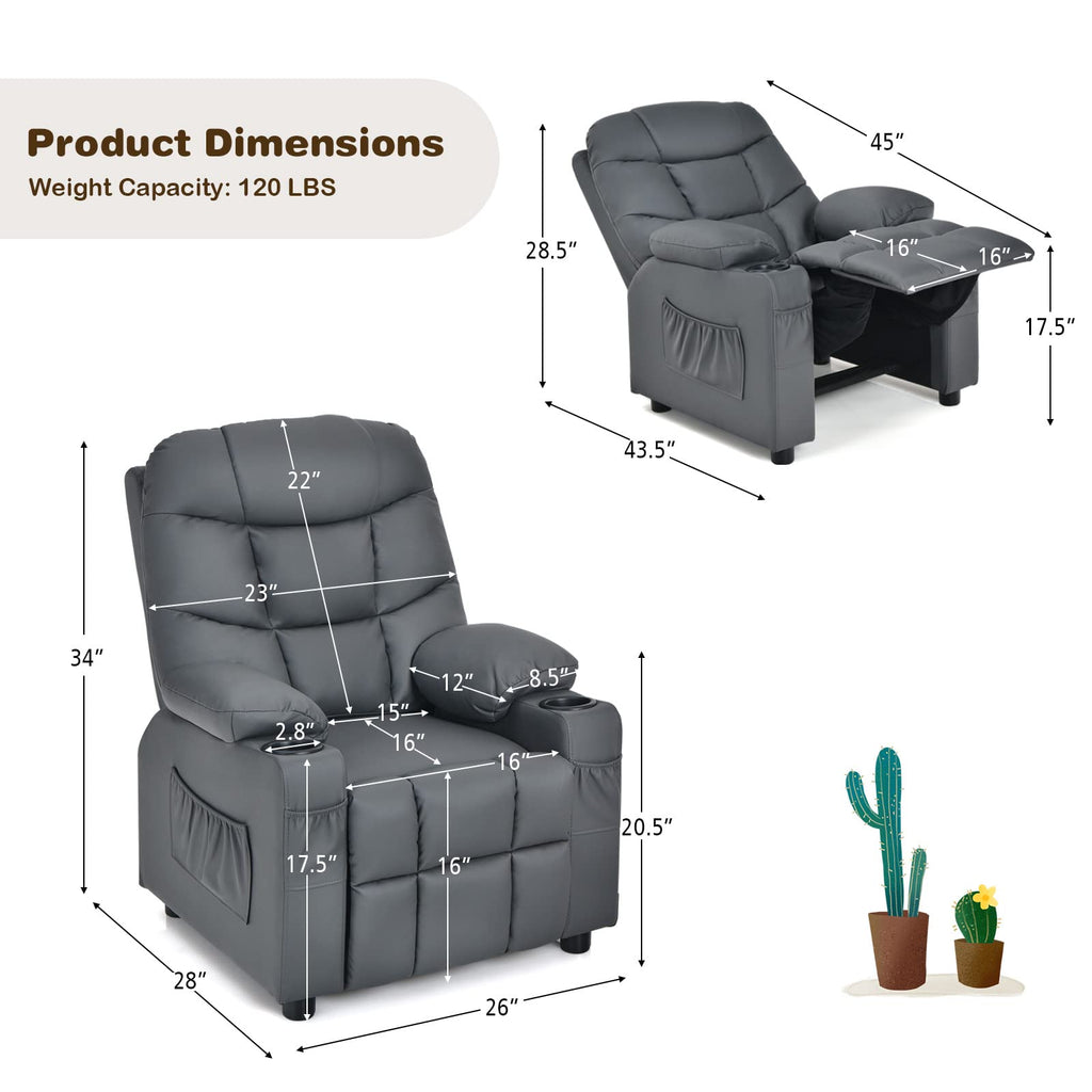 Costzon Kids Recliner Chair with Cup Holder