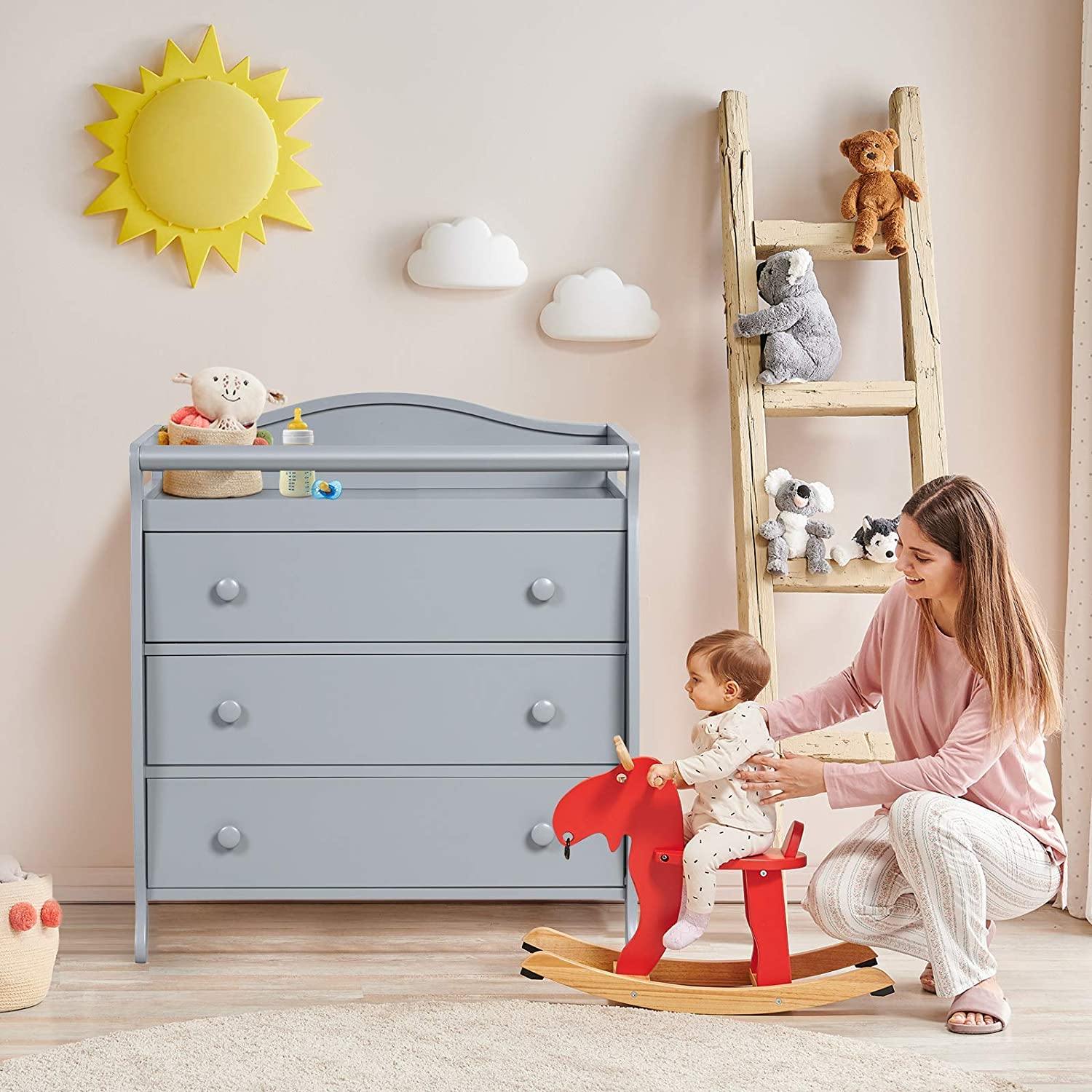 Costzon 3 Drawer Baby Changing Table, Infant Diaper Changing Station w costzon Costzon 3 Drawer Baby Changing Table, Infant Diaper Changing Station w costzon