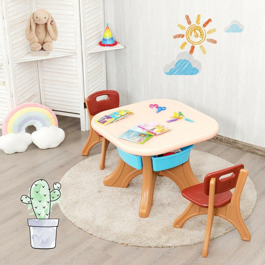 Kids Table and Chair Set, 3 Piece Activity Table - costzon