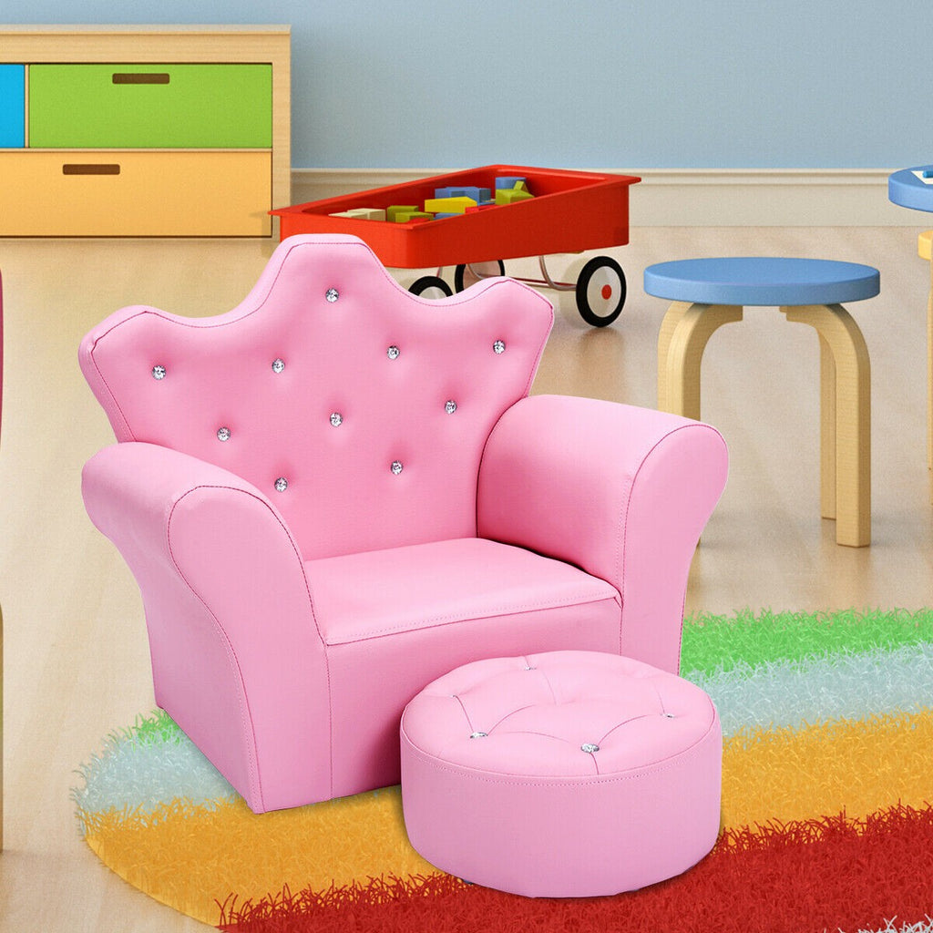 Kids Sofa, Children Upholstered Sofa with Ottoman - costzon