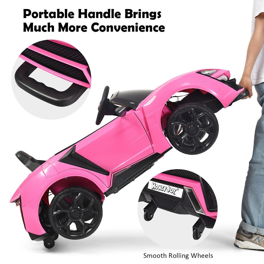 Costzon Pink Ride on Car, 12V Battery Powered Electric Vehicle w/ Manual & 2.4G Remote Control Modes - costzon