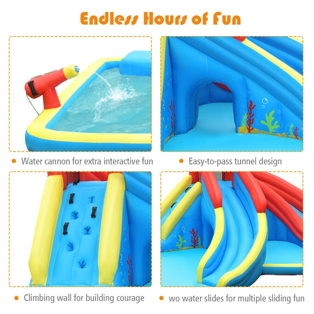 BOUNTECH Inflatable Water Slide, Crab Themed Bouncer Park w/Double Slides - costzon