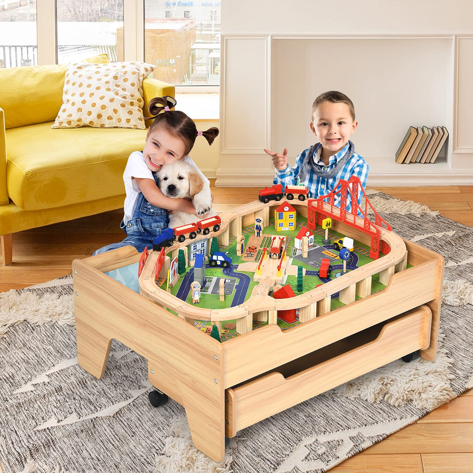 Wooden activity train table hotsell