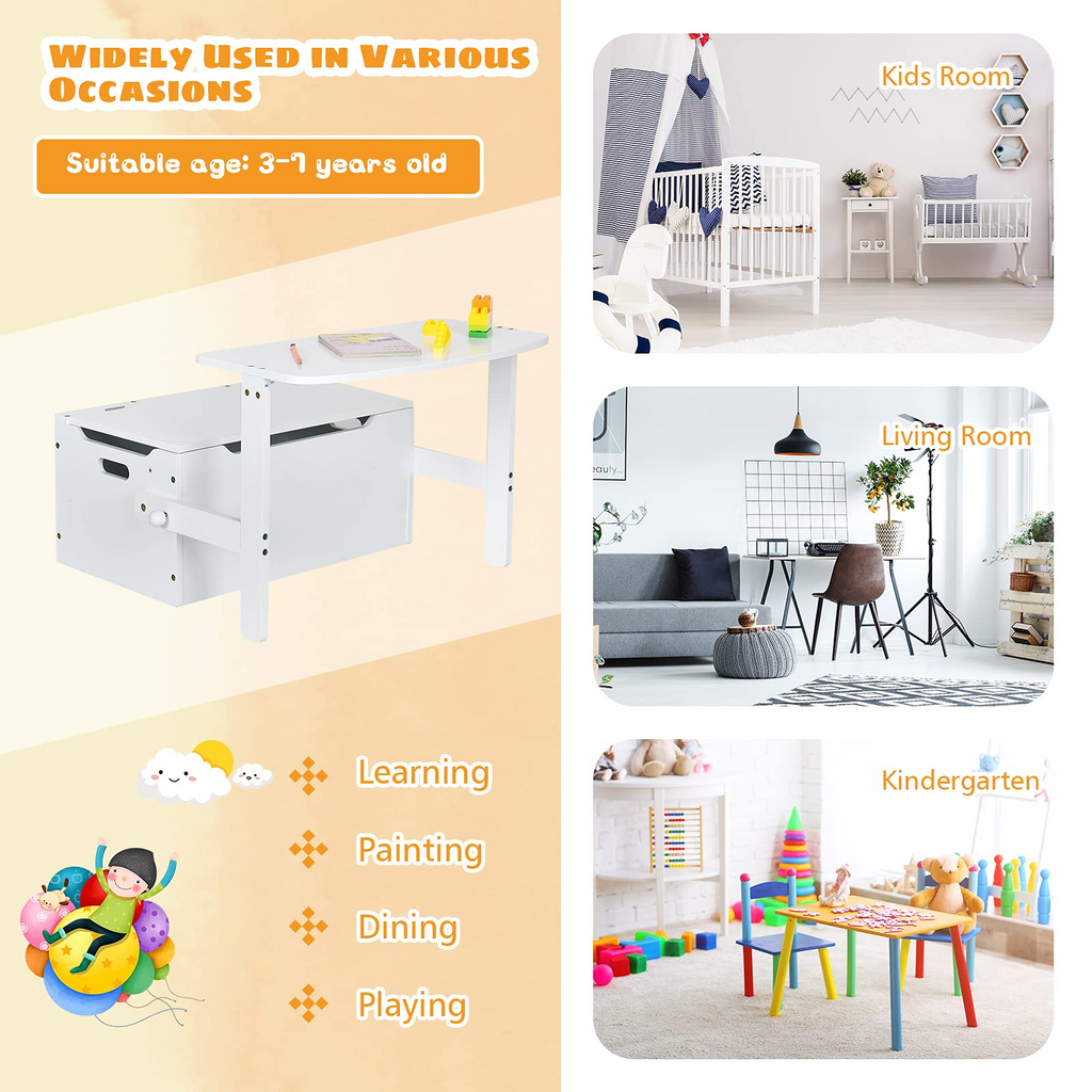 Convertible Toy Storage Bench with Built-in Handle for Kindergarten  -  Costzon