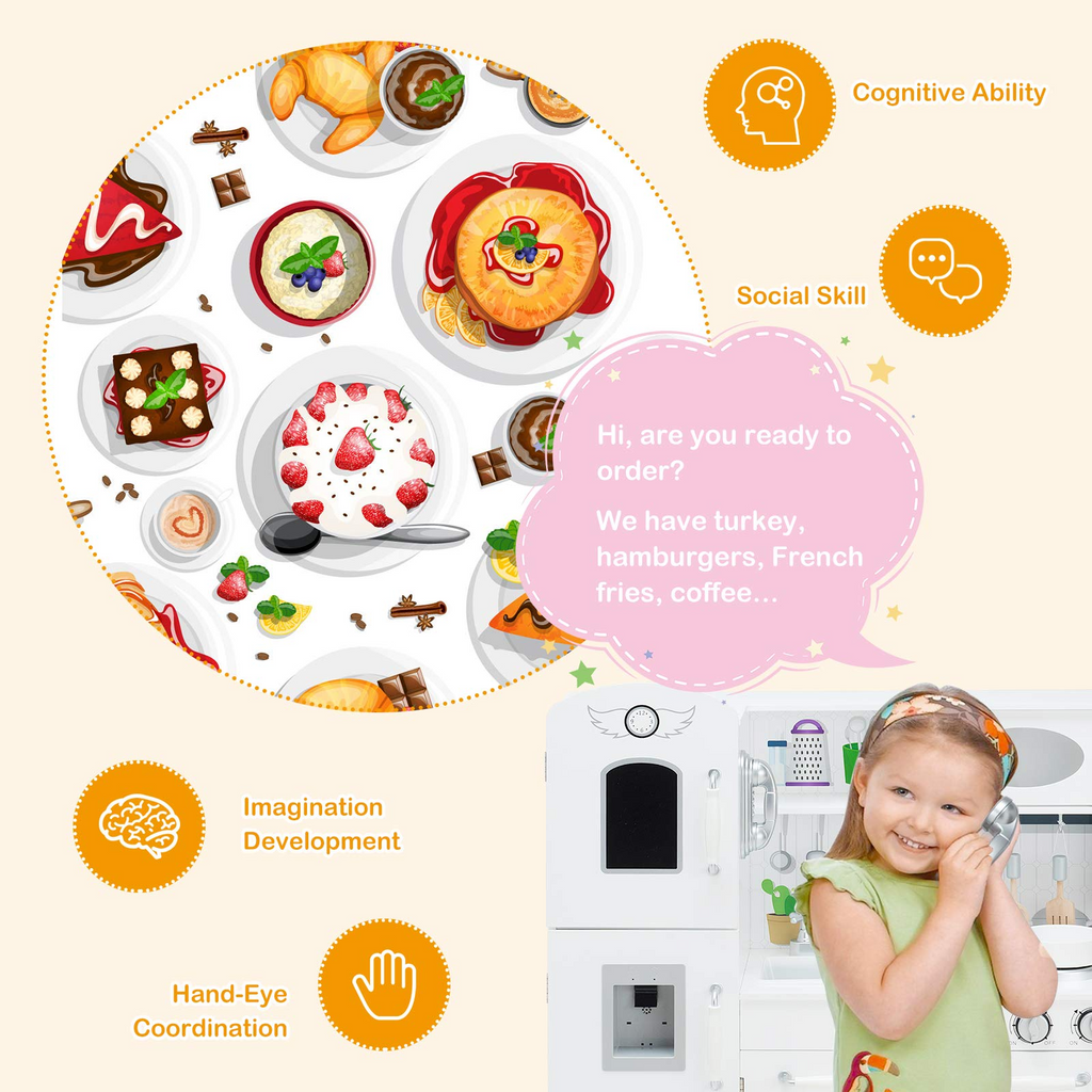 Wooden Pretend Cooking Playset - Costzon