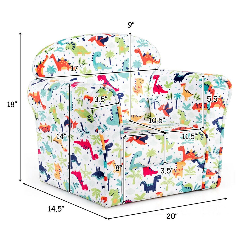 Costzon Kids Sofa, Children Armrest Chair with Pattern, Toddler Furniture, Dinosaur - costzon
