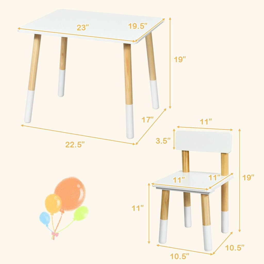 Costzon Kids Table and Chair Set, Wooden Table Furniture for Toddler Drawing Reading Arts Crafts Snack Time - costzon