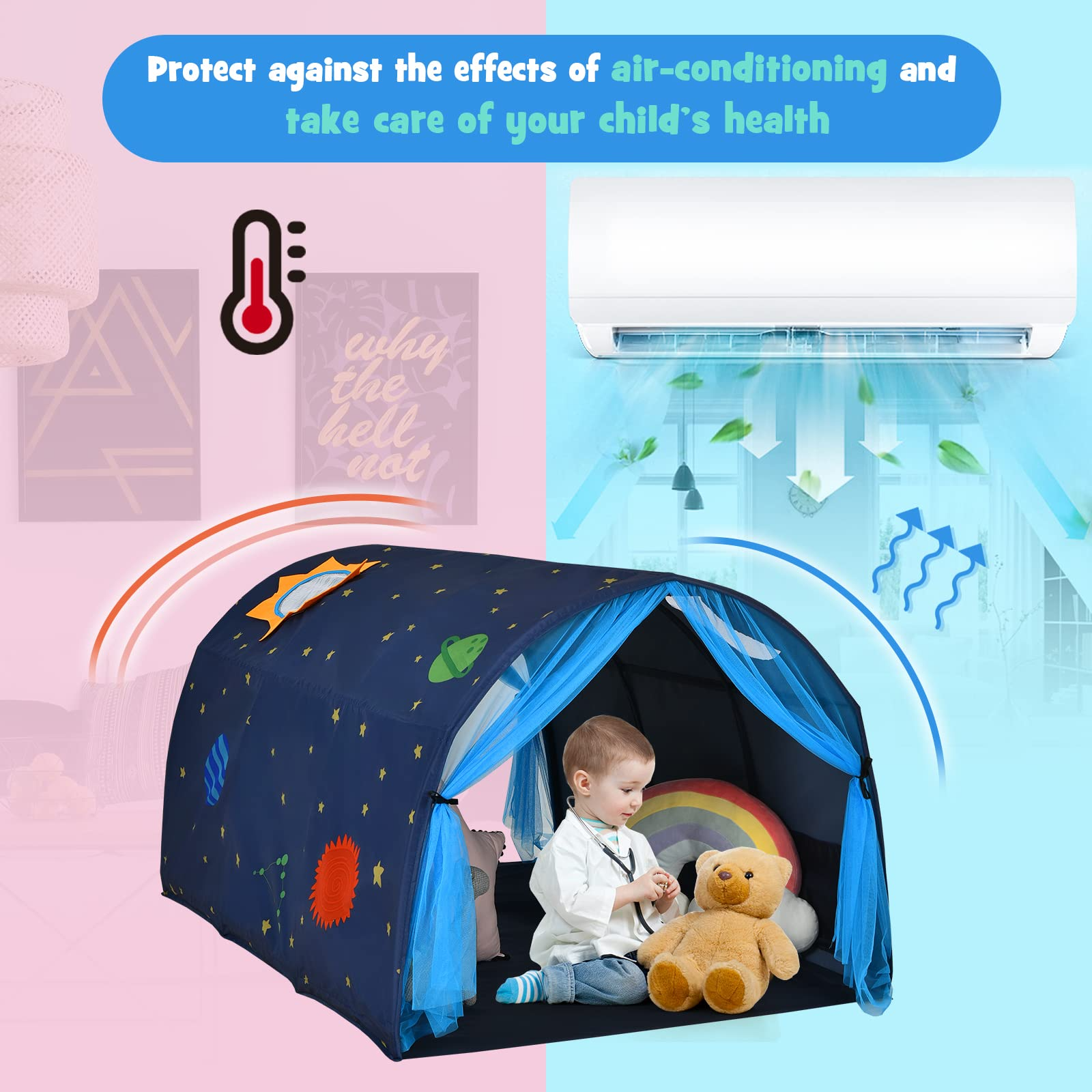 child's bed tent Costzon Kids Dream Bed Tent, Portable Baby Playhouse Privacy Space, Pr – costzon