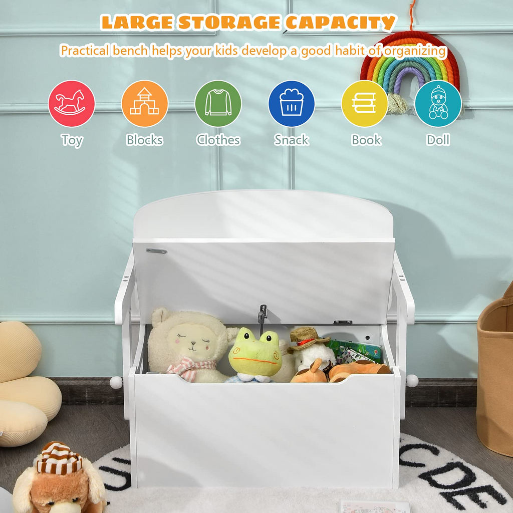 Convertible Toy Storage Bench with Built-in Handle for Kindergarten  -  Costzon