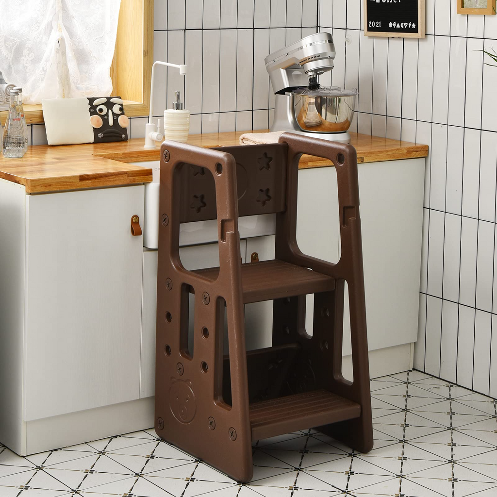 Kids Kitchen Step Stool with Double Safety Rails - Costzon