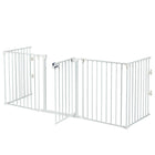 Costzon 121" 5-Panel Baby Safety Gate, Folding Steel Fireplace Fence with Door