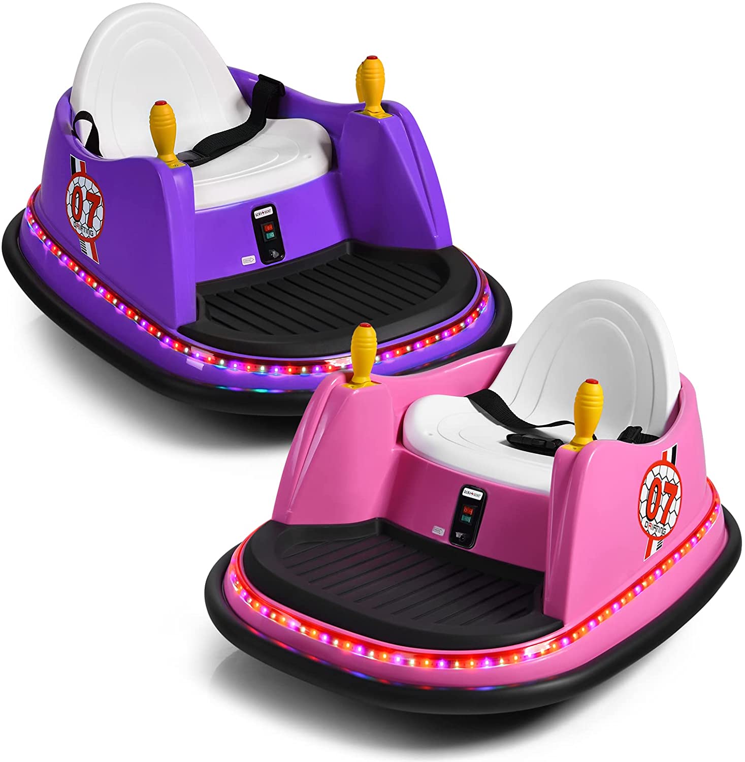 Bumper Car for Kids, 6V Battery Powered Electric Vehicle, Pink + Purple