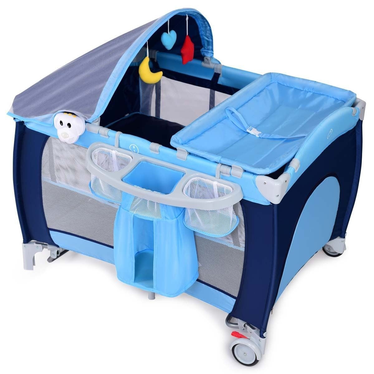 Nursery Center 4 1 Pack Play Bassinet Music Detachable Mat Awning Mosquito Net