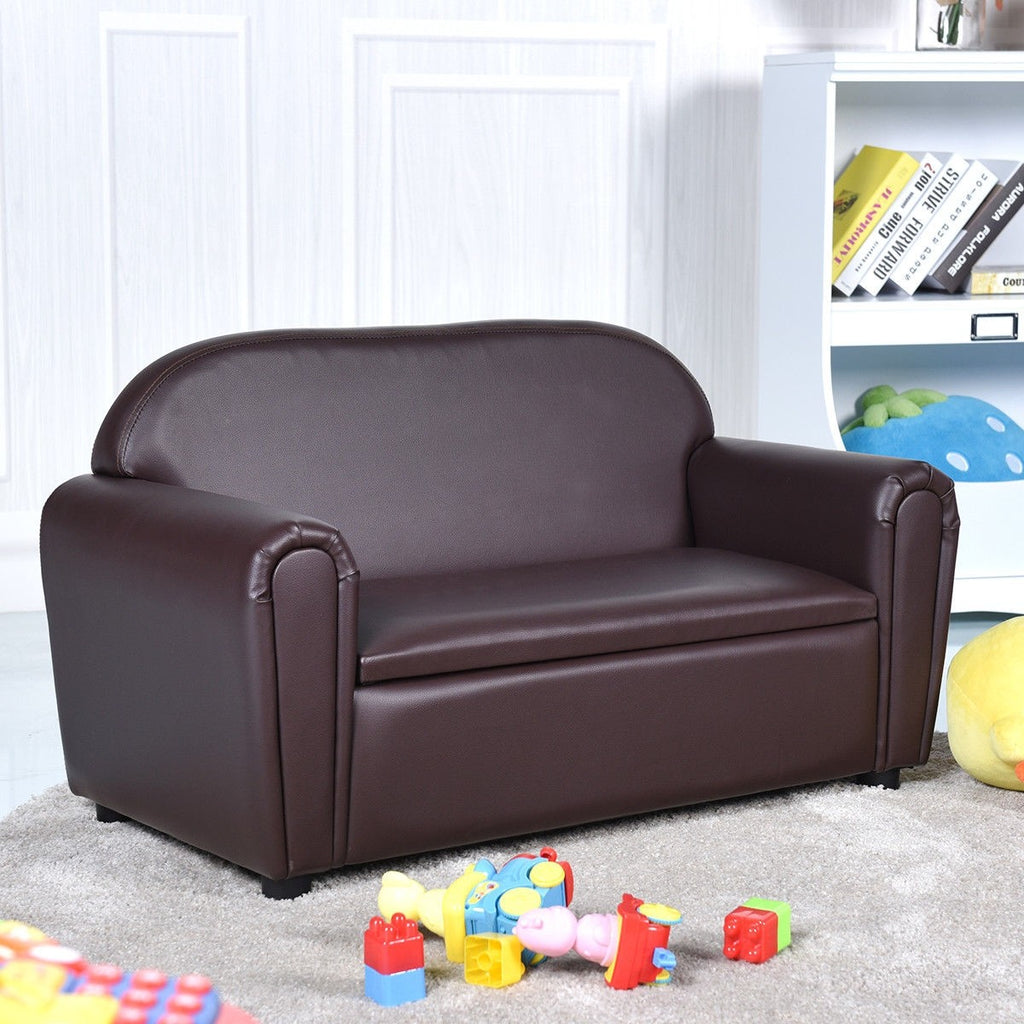 Kids Sofa, Double Seat Children's Sofa w/Under Seat Storage - costzon