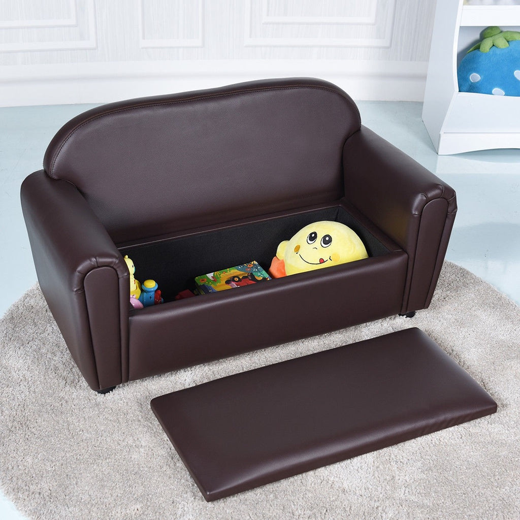 Kids Sofa, Double Seat Children's Sofa w/Under Seat Storage - costzon