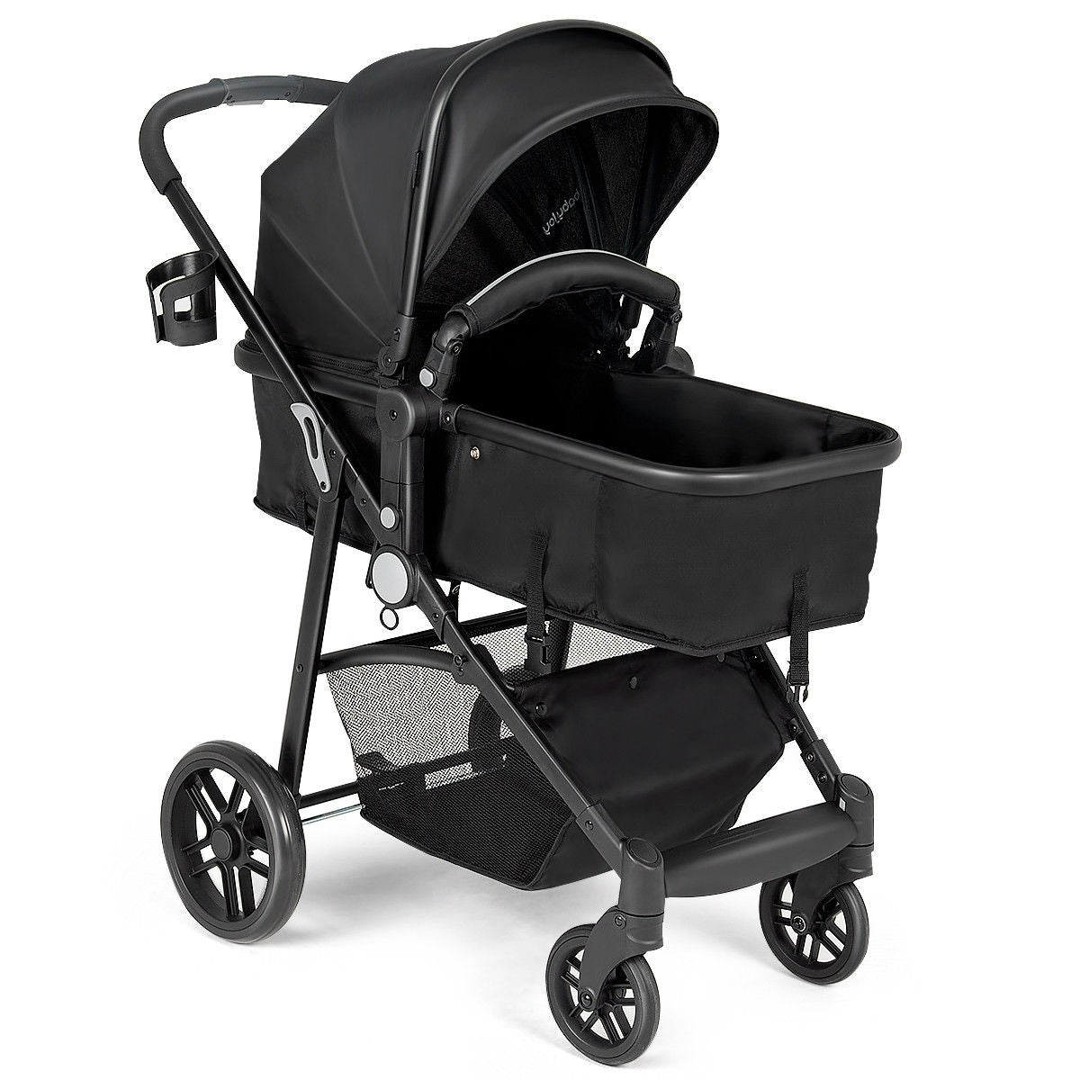BABY JOY BABY Stroller, 2 in 1 Convertible Carriage Stroller, Gray