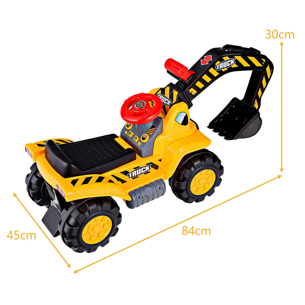 Kids Ride On Construction Excavator, Outdoor Digger Scooper Tractor Toy - costzon