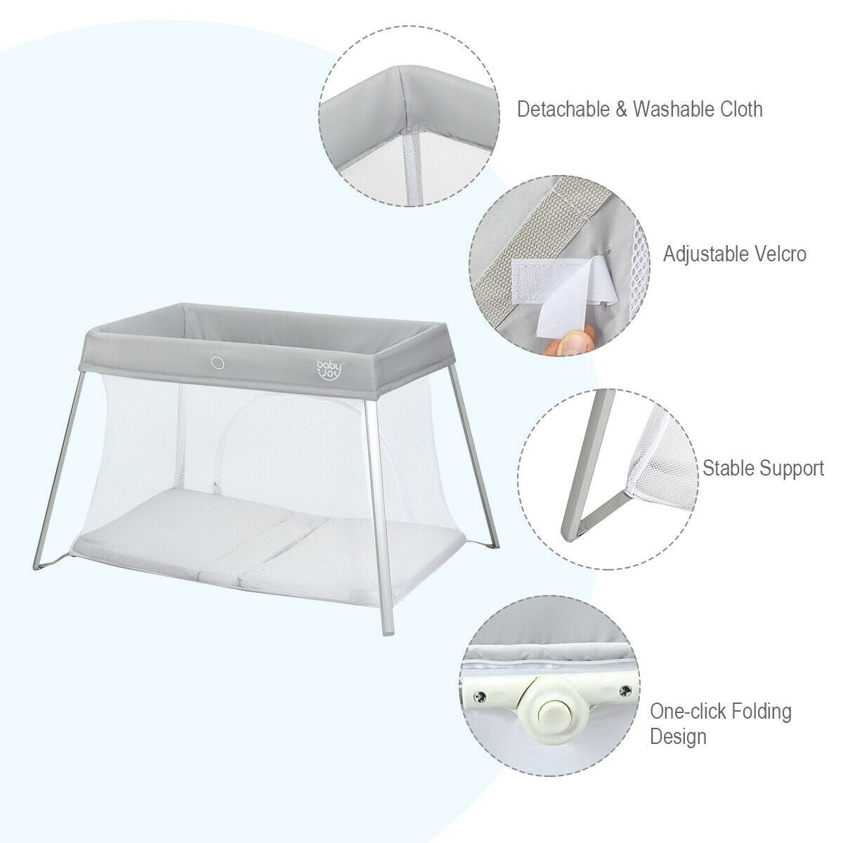BABY JOY Baby Foldable Travel Crib, 2 in 1 Portable Playpen with Soft –  costzon