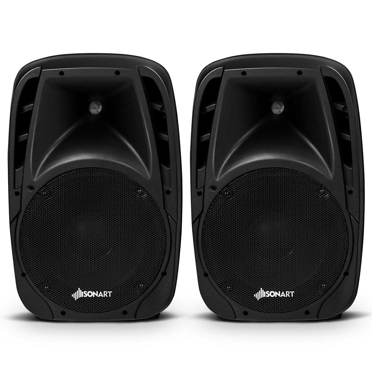 Portable 1600W 2 Way Powered PA Speaker System Professional DJ Speakers Active + Passive Loud Set